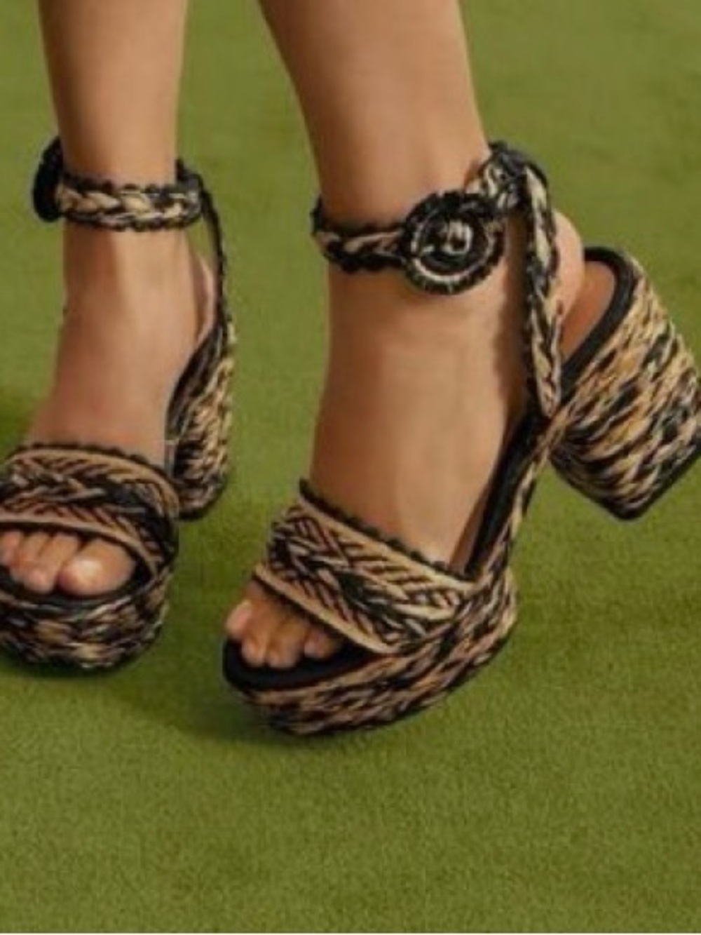 Sam Edelman Black Raffia Platform Sandals